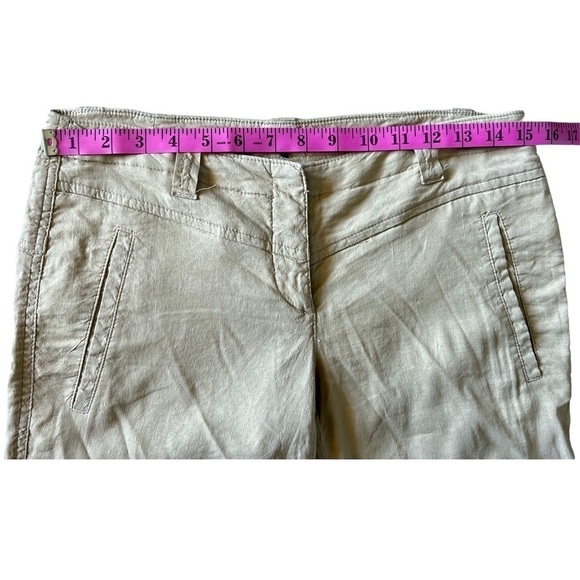 Theory Linen Blend Khaki Women’s Cropped Pants, Size 2 - Picture 6 of 8